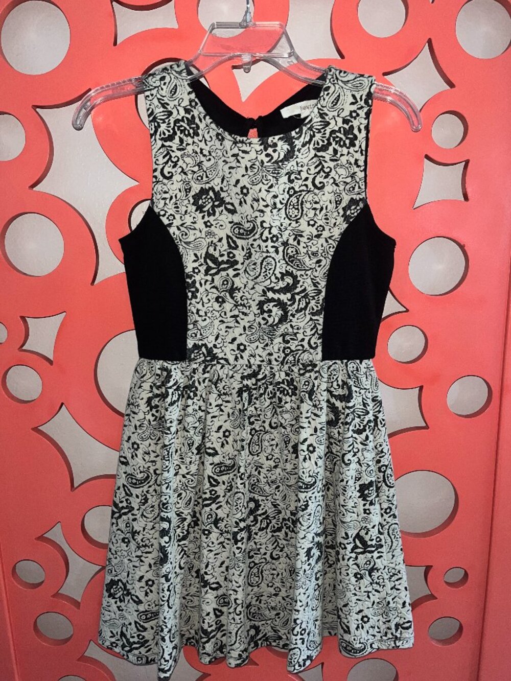 Rewind Black & White Paisley Fit & Flare Dress (Size Small)